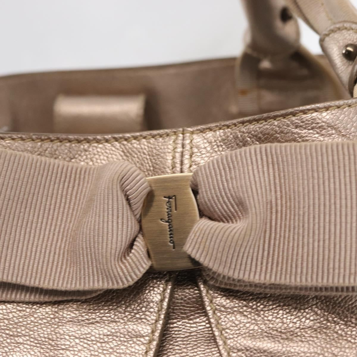 Salvatore Ferragamo Vala Tote Leather Beige Leather Tote Bag Bag (Pre-Owned)