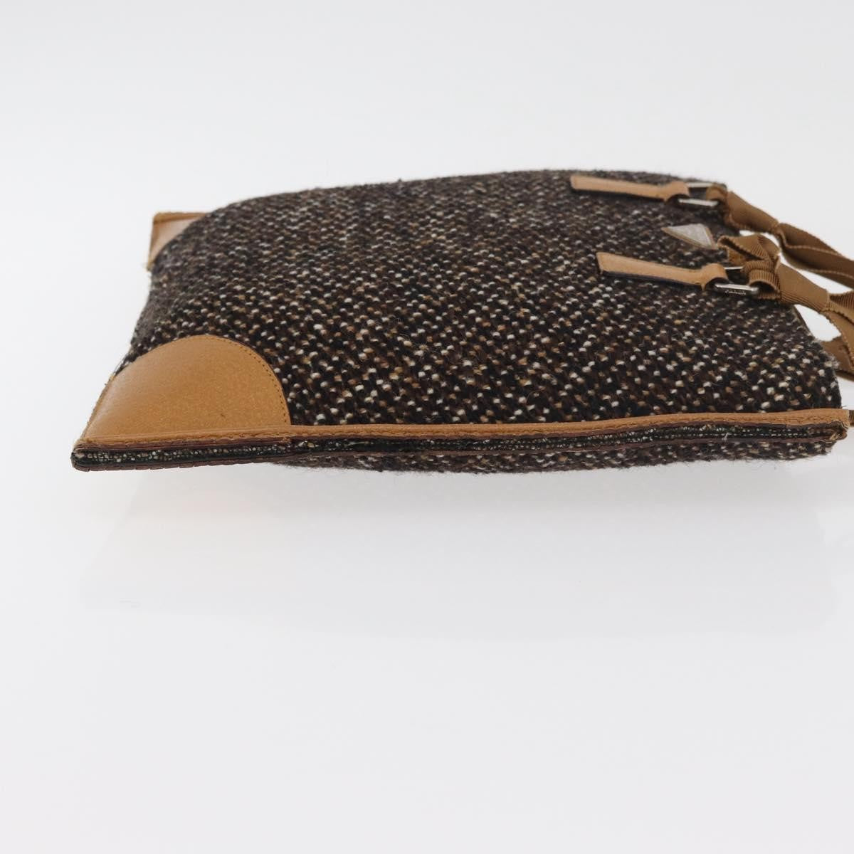 Prada Convertible Open Tweed Brown Canvas Tote Bag Bag (Pre-Owned)