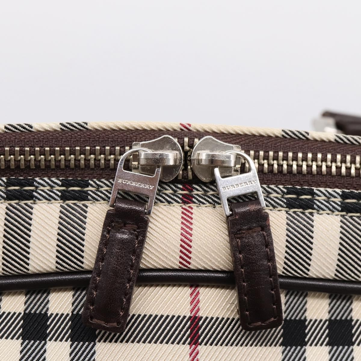 Burberry Boston Nova Check Canvas Beige Nylon Handbag (Pre-Owned)