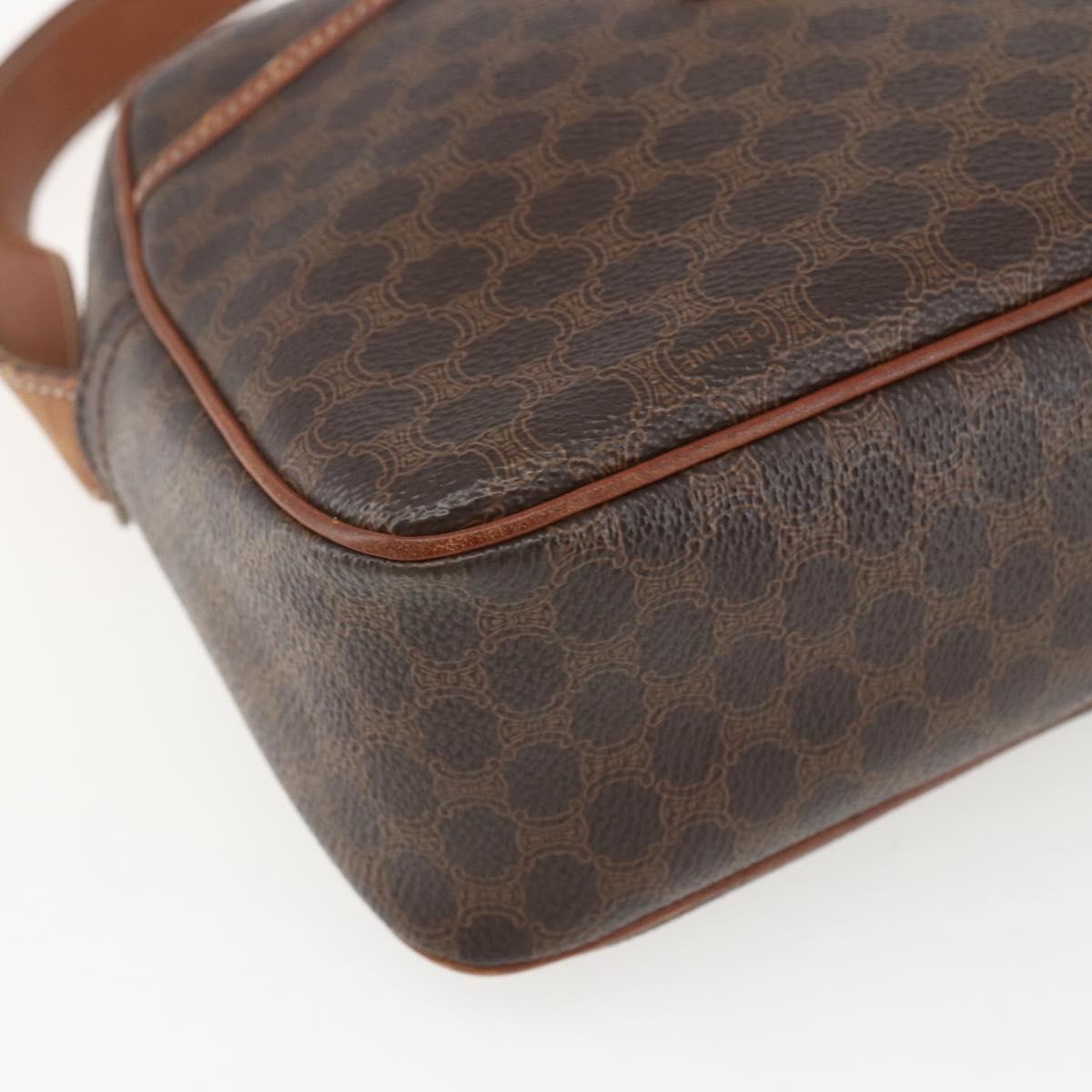 Celine Vintage Macadam Canvas And Leather Brown Canvas Shoulder Bag Bag (Pre-Owned)