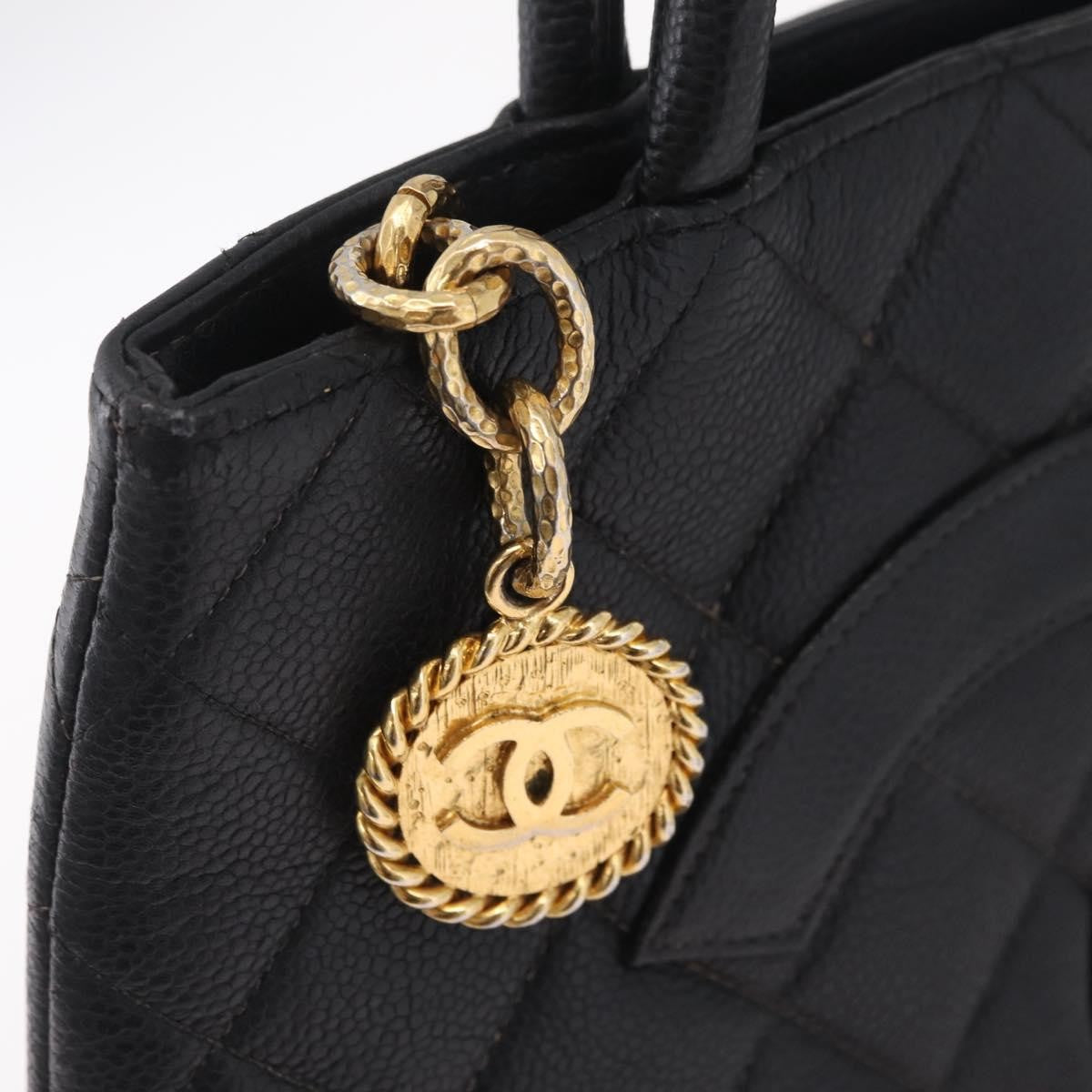 Chanel Medallion Quilted Caviar Black Calfskin Tote Bag Bag (Pre-Owned)