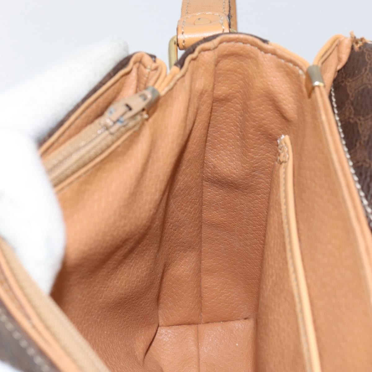 Celine Vintage Macadam Canvas And Leather Brown Canvas Shoulder Bag Bag (Pre-Owned)