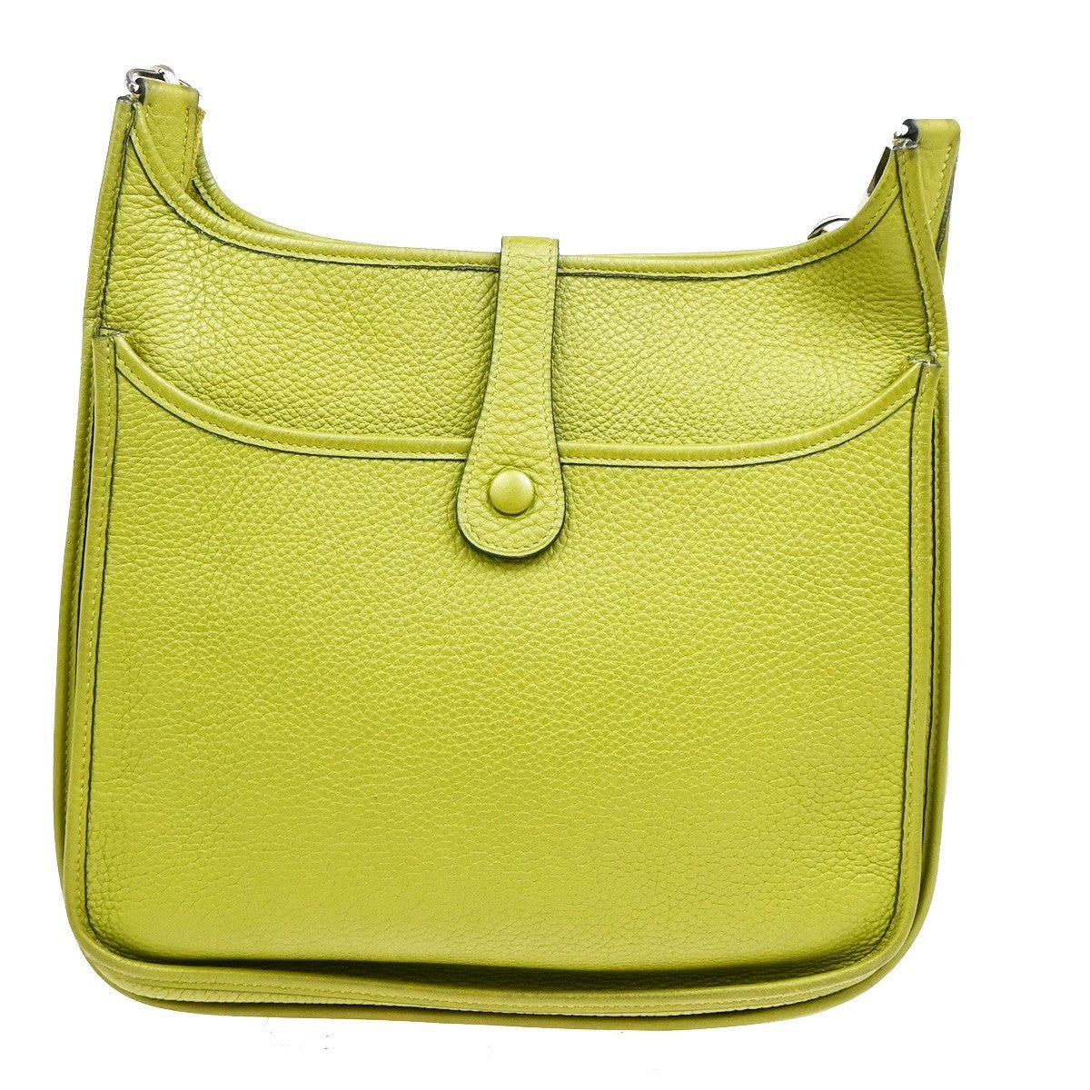 Hermes Evelyne Bag Gen Ii Clemence Green Leather Handbag (Pre-Owned)