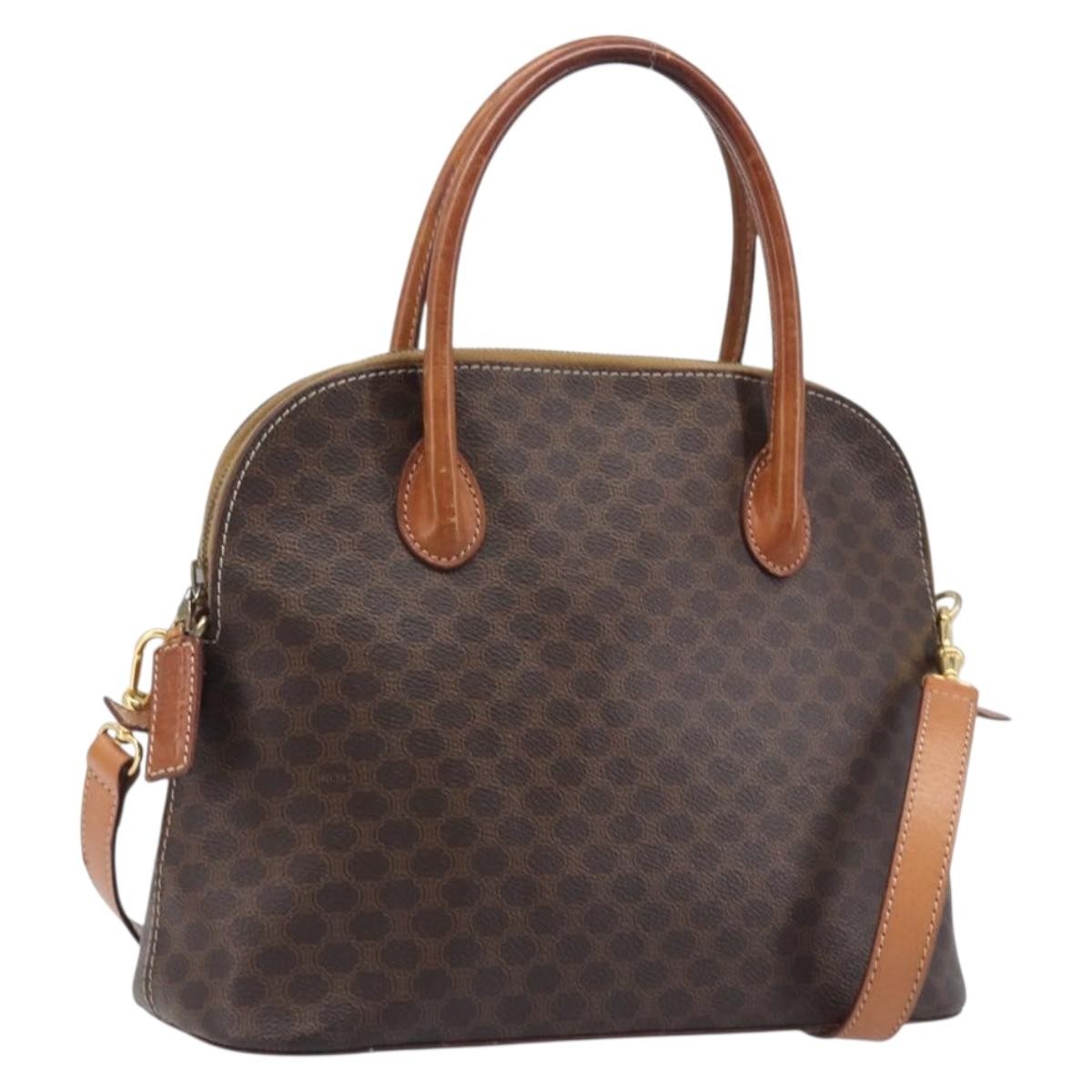 Celine Macadam Leather Brown Canvas Tote Bag Bag (Pre-Owned)