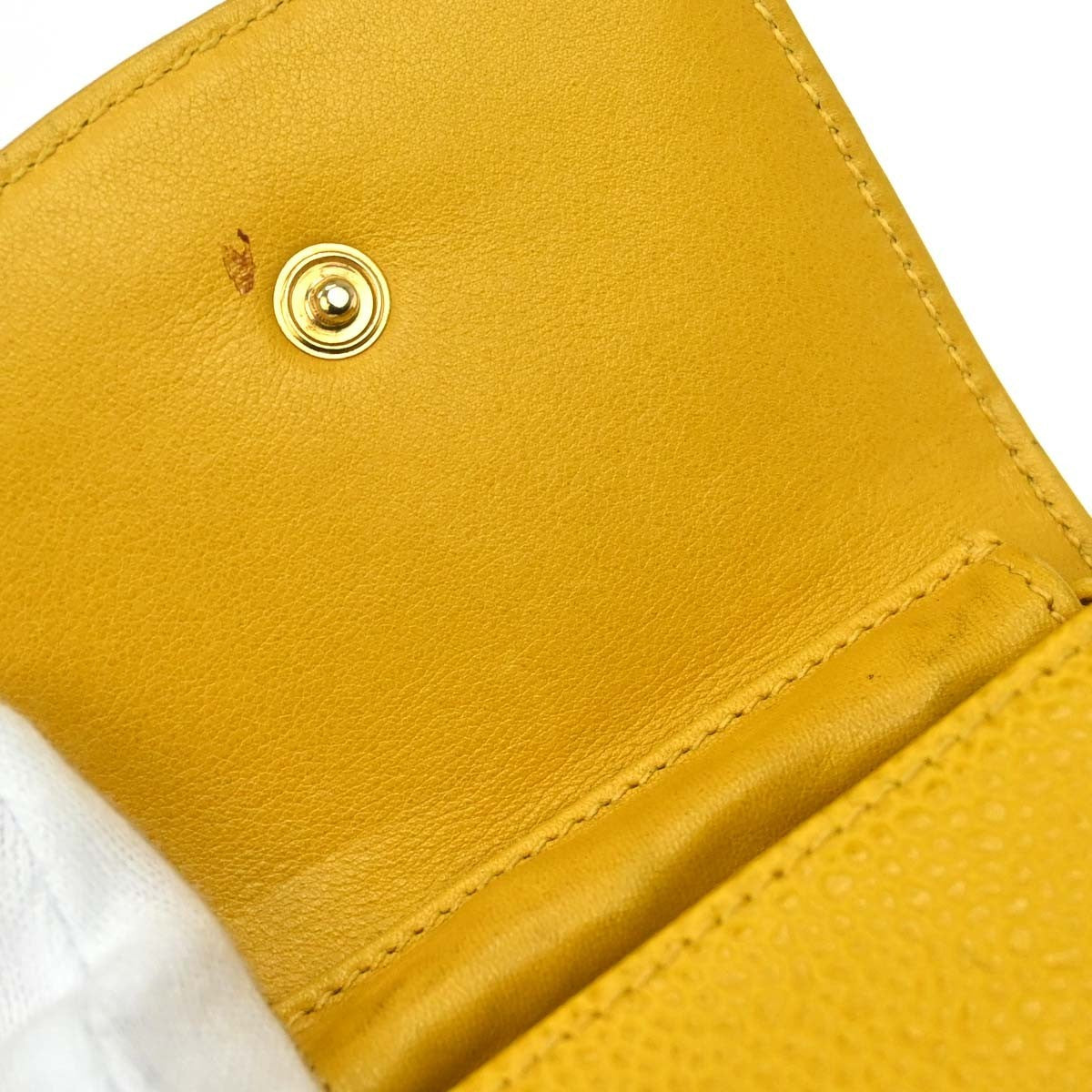 Chanel Vintage Cc Phone Holder Caviar Yellow Leather Clutche & Pouche Bag (Pre-Owned)