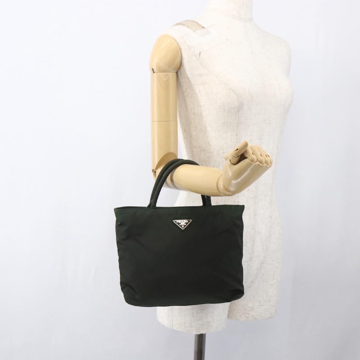 Prada Vintage Zip Tessuto Khaki Nylon Handbag (Pre-Owned)