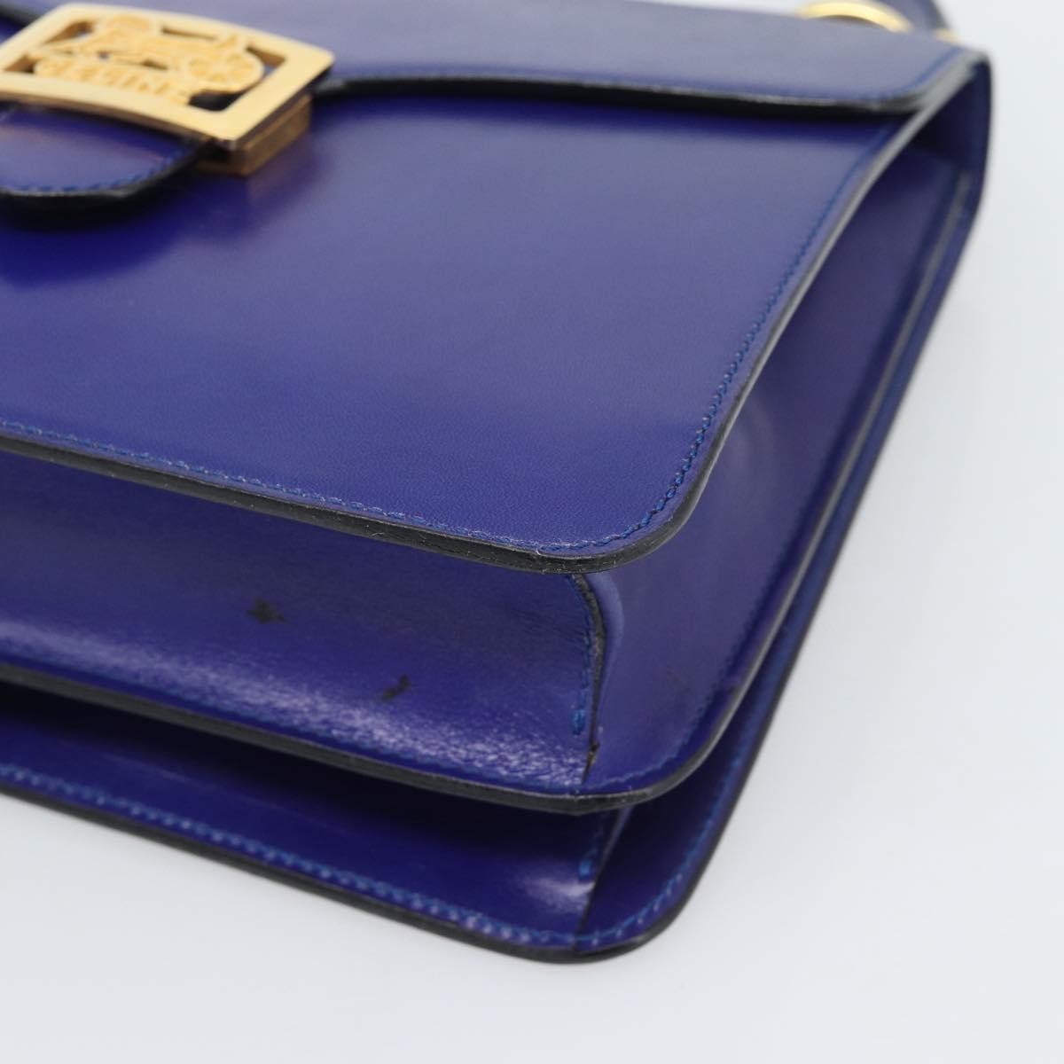 Celine Vintage Carriage Top Handle Leather Blue Leather Handbag (Pre-Owned)