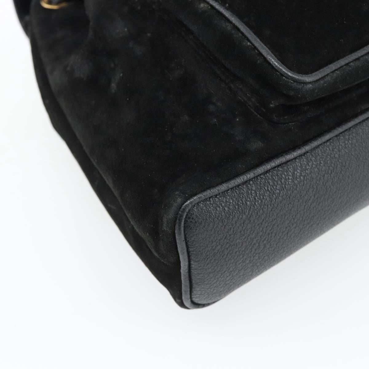 Gucci Vintage Bamboo Suede Black Suede Backpack Bag (Pre-Owned)