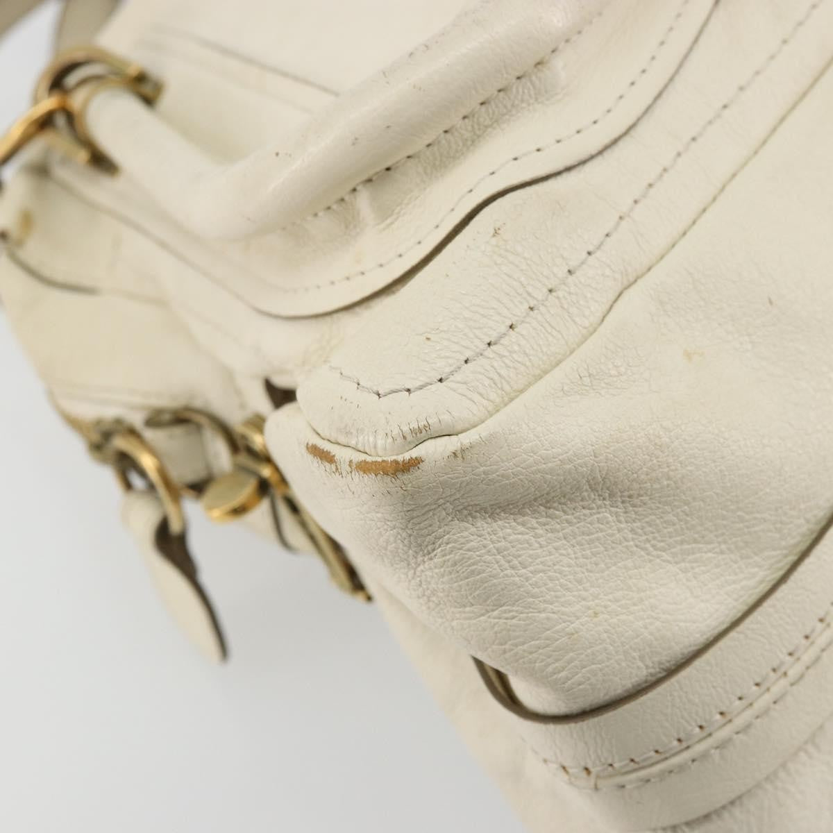 Chloe Paraty Top Handle Leather White Leather Handbag (Pre-Owned)