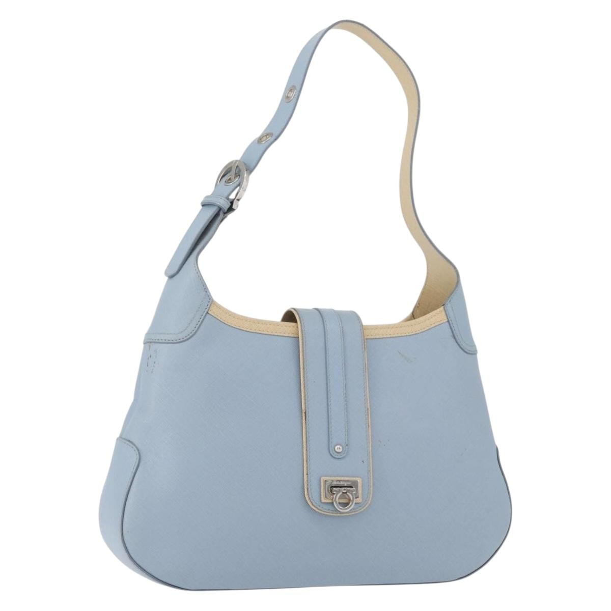 Salvatore Ferragamo Gancini Leather Blue Leather Shoulder Bag Bag (Pre-Owned)