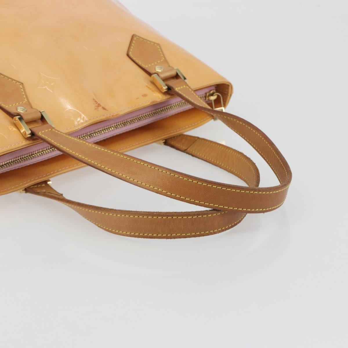 Louis Vuitton Houston Monogram Vernis Beige Patent_Leather Handbag (Pre-Owned)