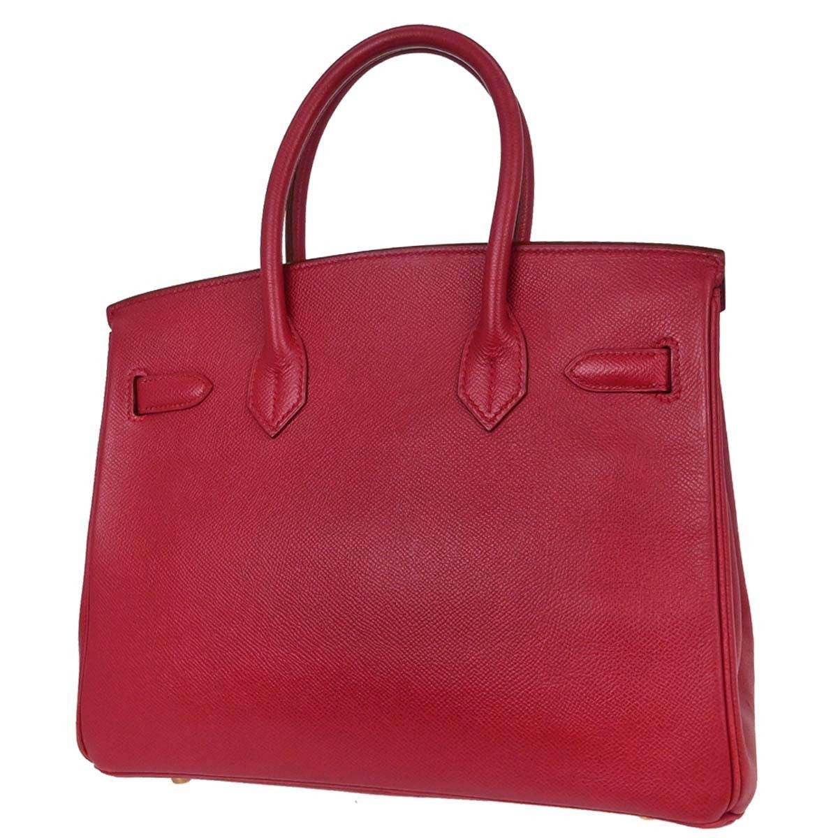 Hermes Birkin Red Courchevel With Gold Hardware Red Leather Handbag (Pre-Owned)