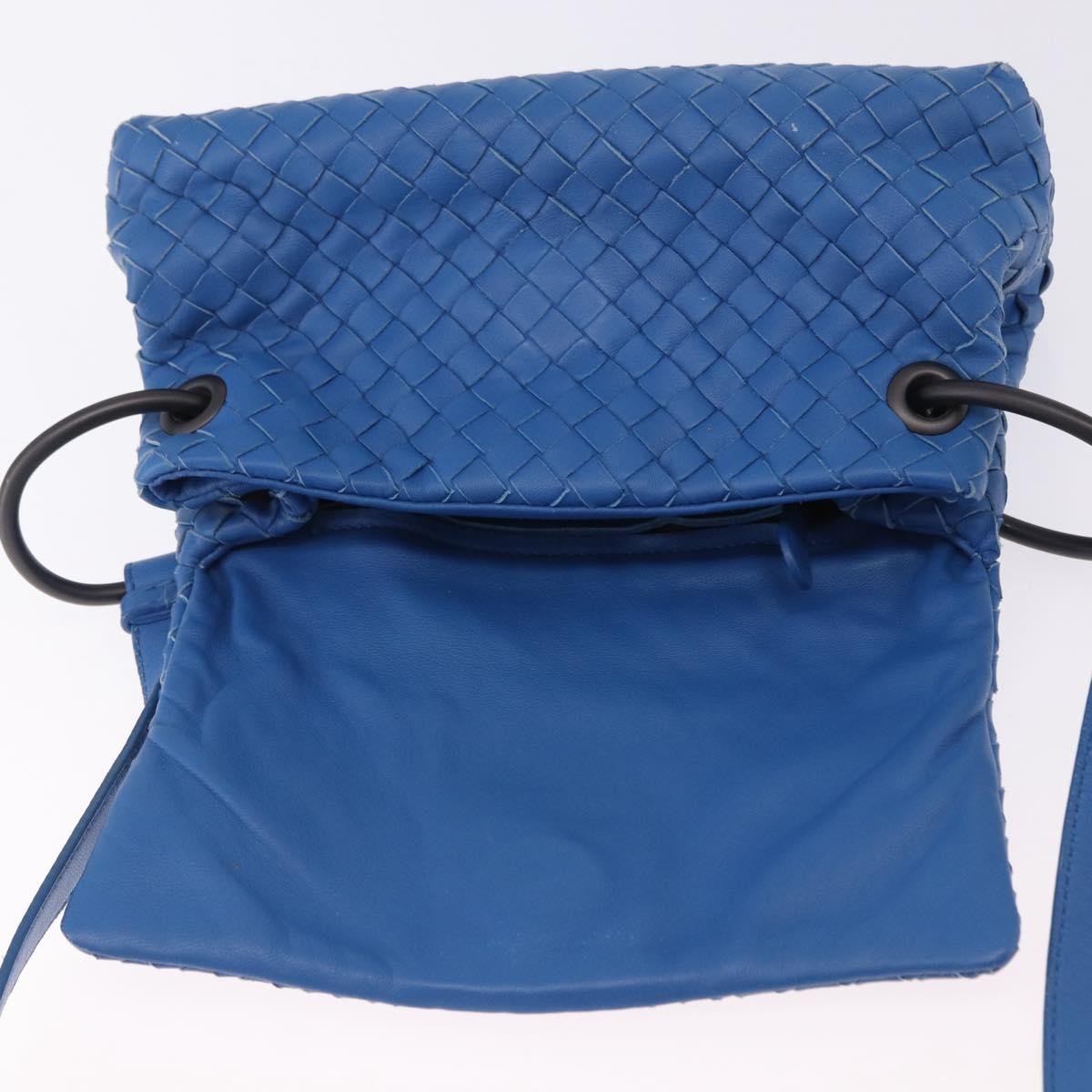 Bottega Veneta Adjustable Flap Intrecciato Nappa Blue Leather Shoulder Bag Bag (Pre-Owned)