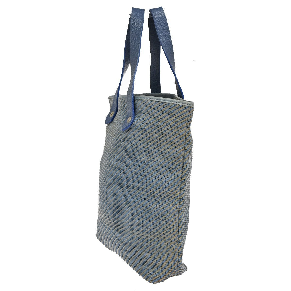 Hermes Ahmedabad Woven Leather And Canvas Blue Polyester Tote Bag Bag (Pre-Owned)
