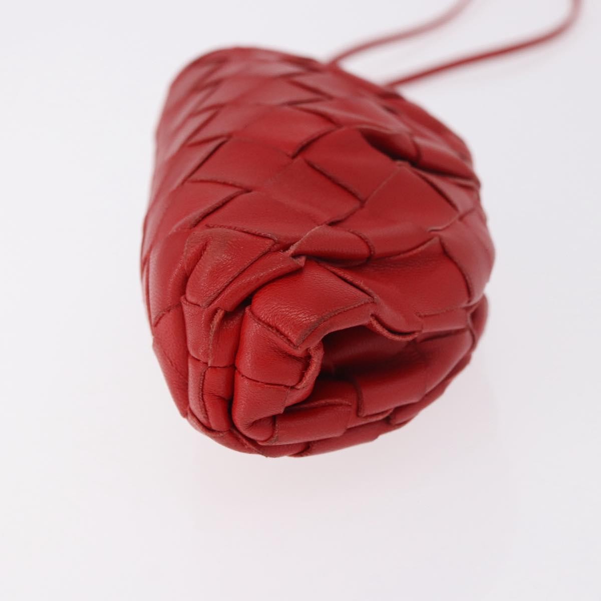 Bottega Veneta The Pouch Coin Purse Intrecciato Nappa Red Leather Clutche & Pouche Bag (Pre-Owned)