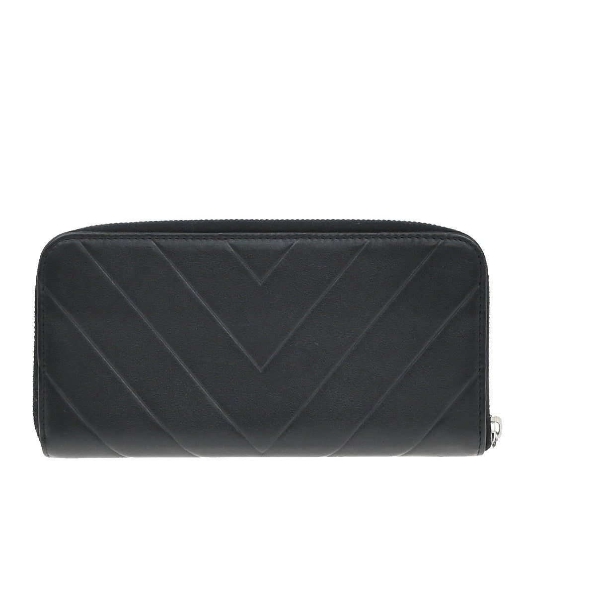 Chanel Cc Charm Zip Around Quilted Lambskin Black Leather Wallets Accessory (Pre-Owned)