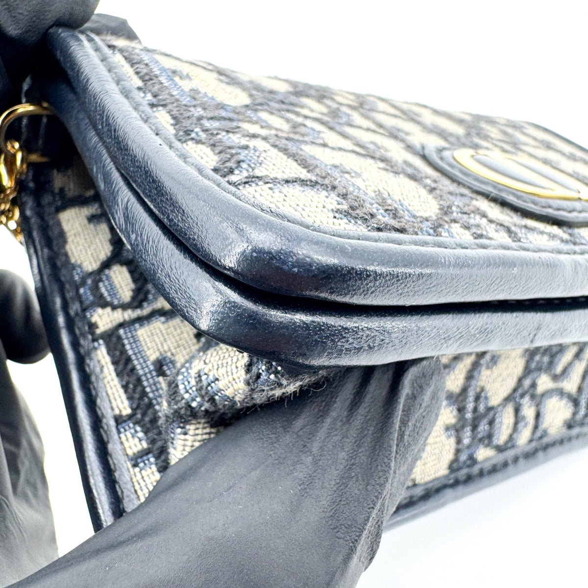 Christian Dior 30 Montaigne Nano Convertible Belt Oblique Canvas Navy Canvas Clutche & Pouche Bag (Pre-Owned)