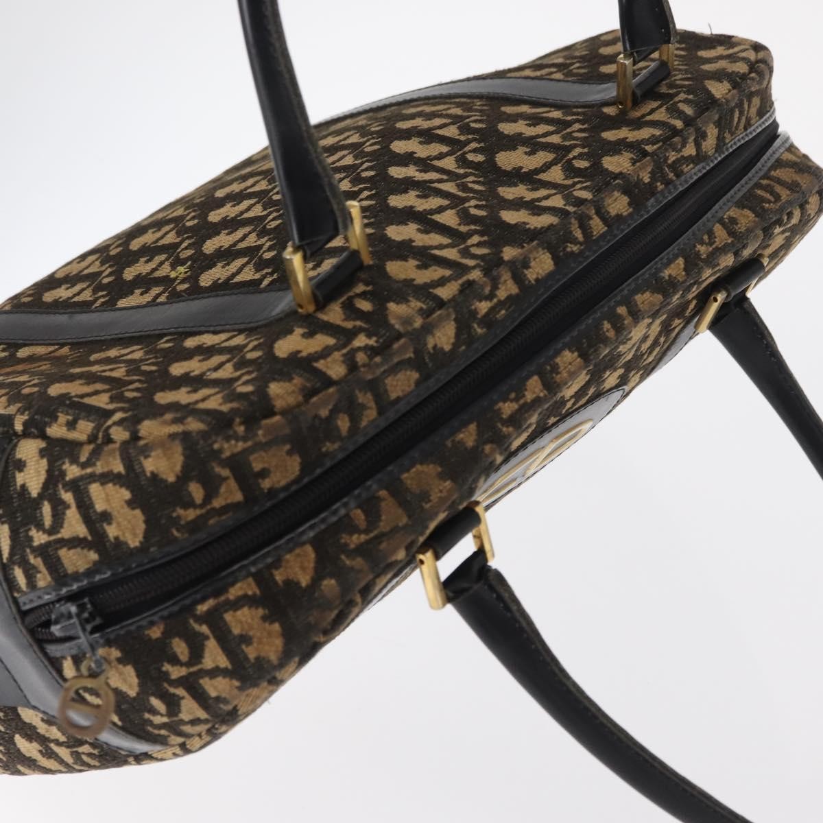 Christian Dior Vintage Trotter Romantique Boston Diorissimo Coated Canvas Navy Canvas Shoulder Bag Bag (Pre-Owned)