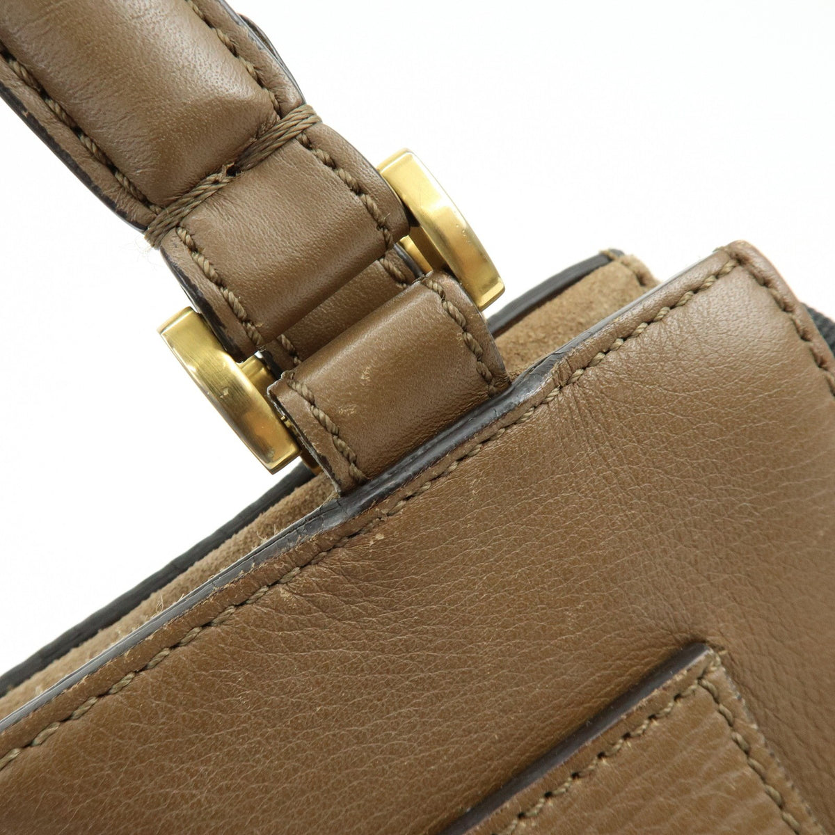 Fendi Boxy Leather With Pequin Canvas Brown Leather Tote Bag Bag (Pre-Owned)