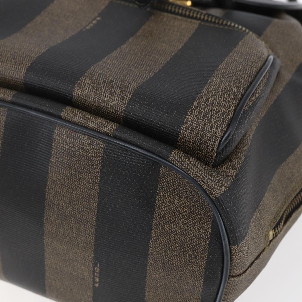 Fendi Vintage Pequin Logo Coated Canvas Brown Canvas Backpack Bag (Pre-Owned)