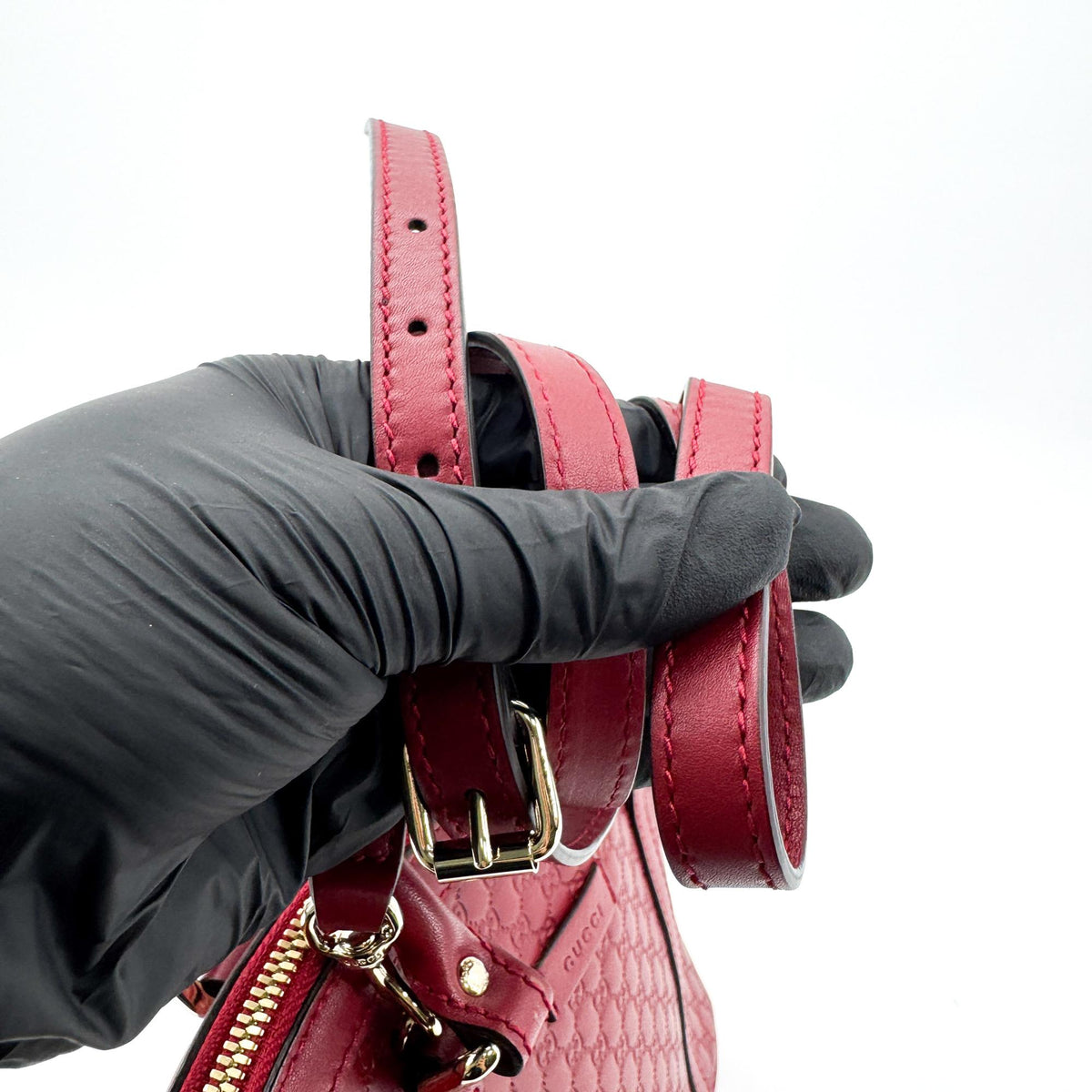 Gucci Convertible Dome Satchel Guccissima Leather Burgundy Leather Handbag (Pre-Owned)
