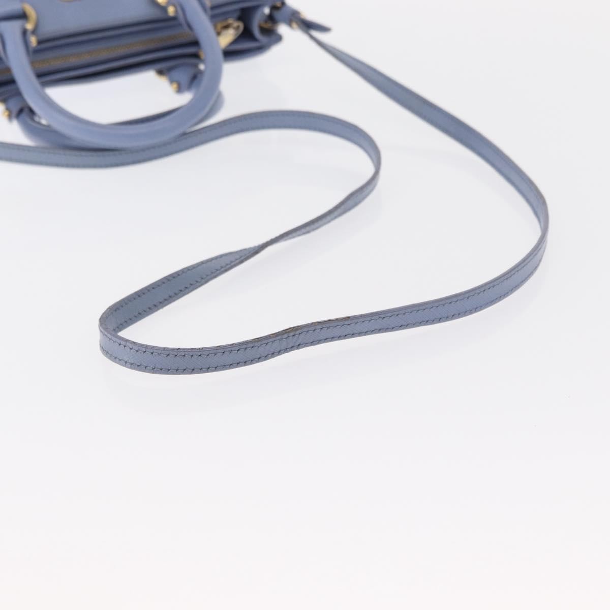 Salvatore Ferragamo Beky Tote Saffiano Leather Blue Leather Handbag (Pre-Owned)