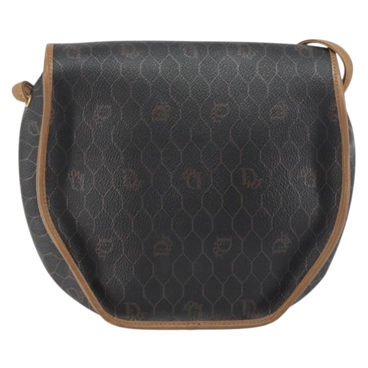 Christian Dior Vintage Honeycomb Flap Coated Canvas Black Canvas Shoulder Bag Bag (Pre-Owned)
