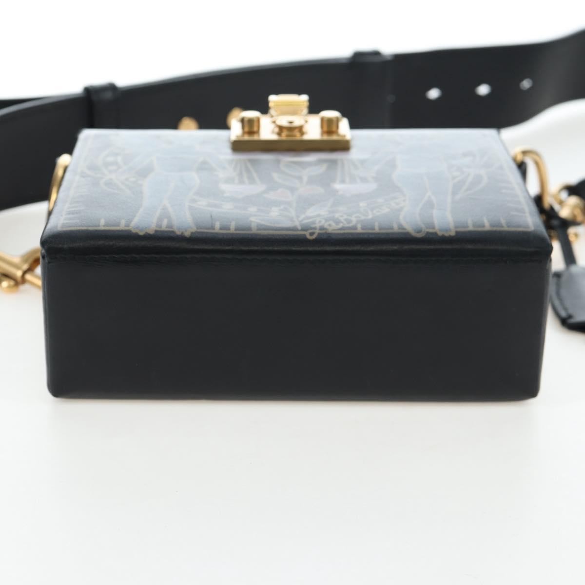 Christian Dior Dioraddict Lockbox Printed Leather Black Leather Shoulder Bag Bag (Pre-Owned)