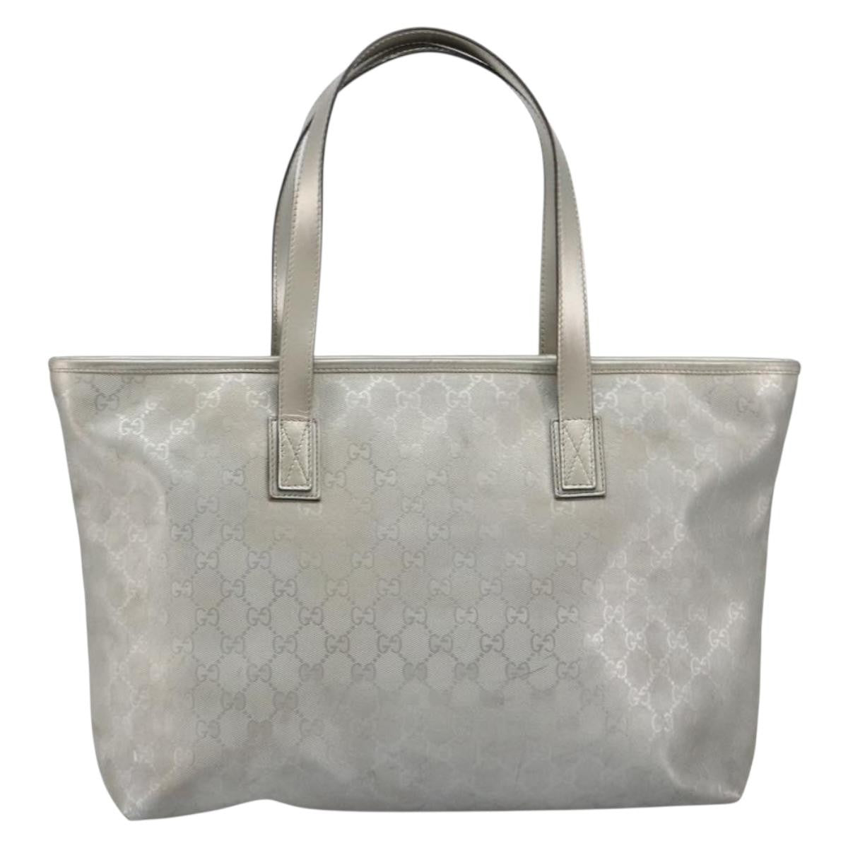 Gucci Plus Tote Gg Imprime Silver Canvas Tote Bag Bag (Pre-Owned)