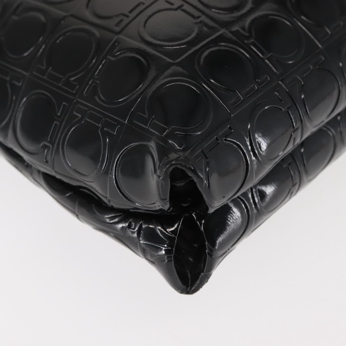 Salvatore Ferragamo Gancini Patent Leather Black Patent_Leather Shoulder Bag Bag (Pre-Owned)