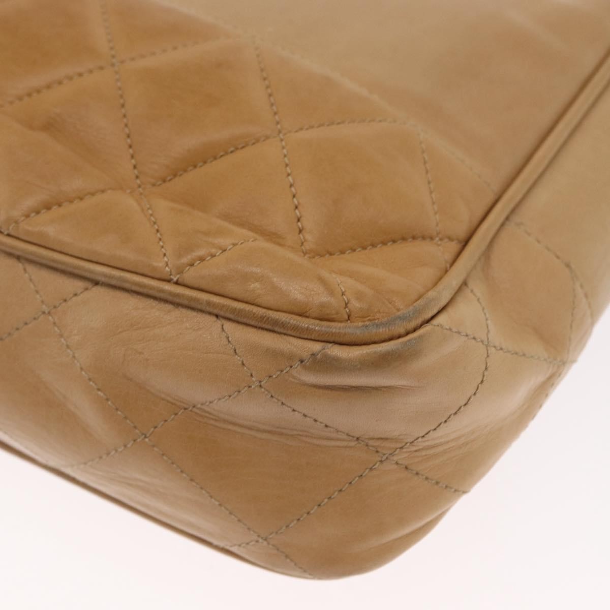 Chanel Vintage Shopping Tote Lambskin Beige Leather Tote Bag Bag (Pre-Owned)