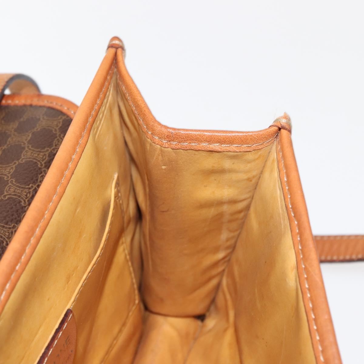 Celine Vintage Macadam Canvas And Leather Brown Canvas Shoulder Bag Bag (Pre-Owned)