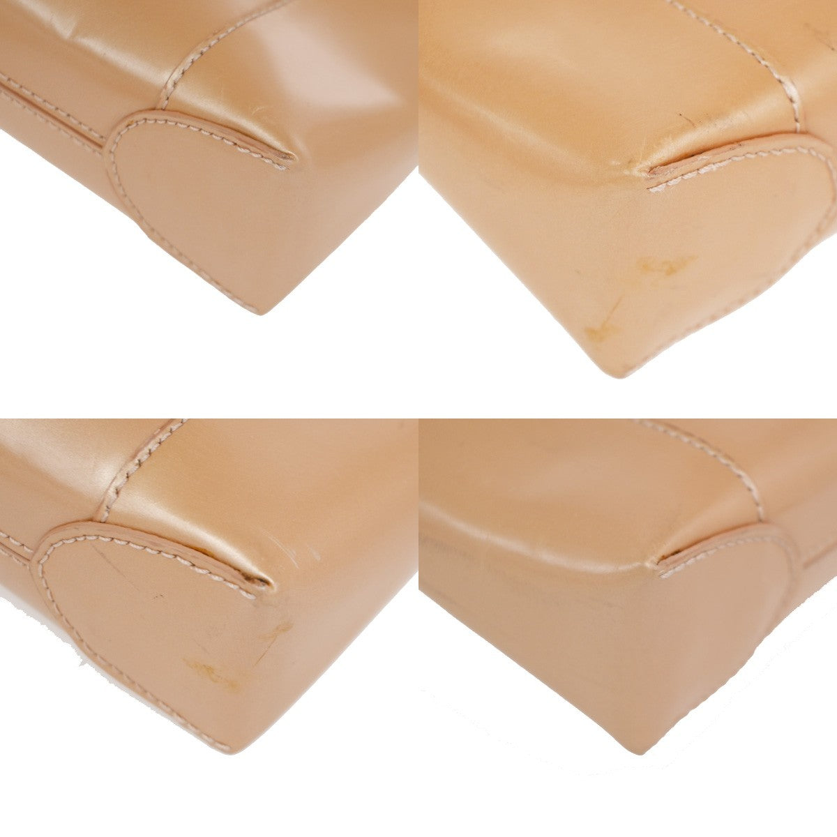 Christian Dior Malice Tote Leather Beige Patent_Leather Tote Bag Bag (Pre-Owned)
