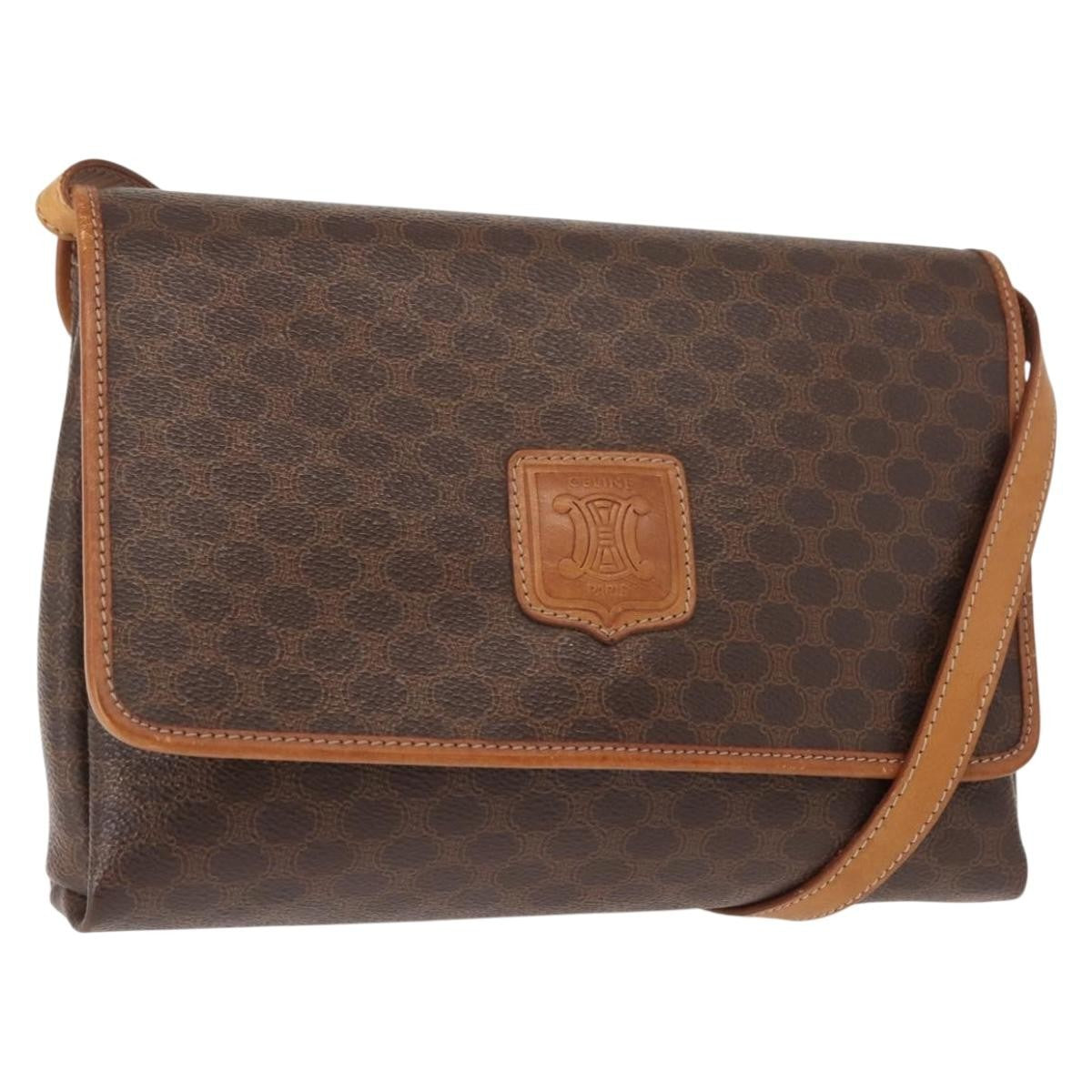 Celine Vintage Macadam Canvas Brown Canvas Shoulder Bag Bag (Pre-Owned)