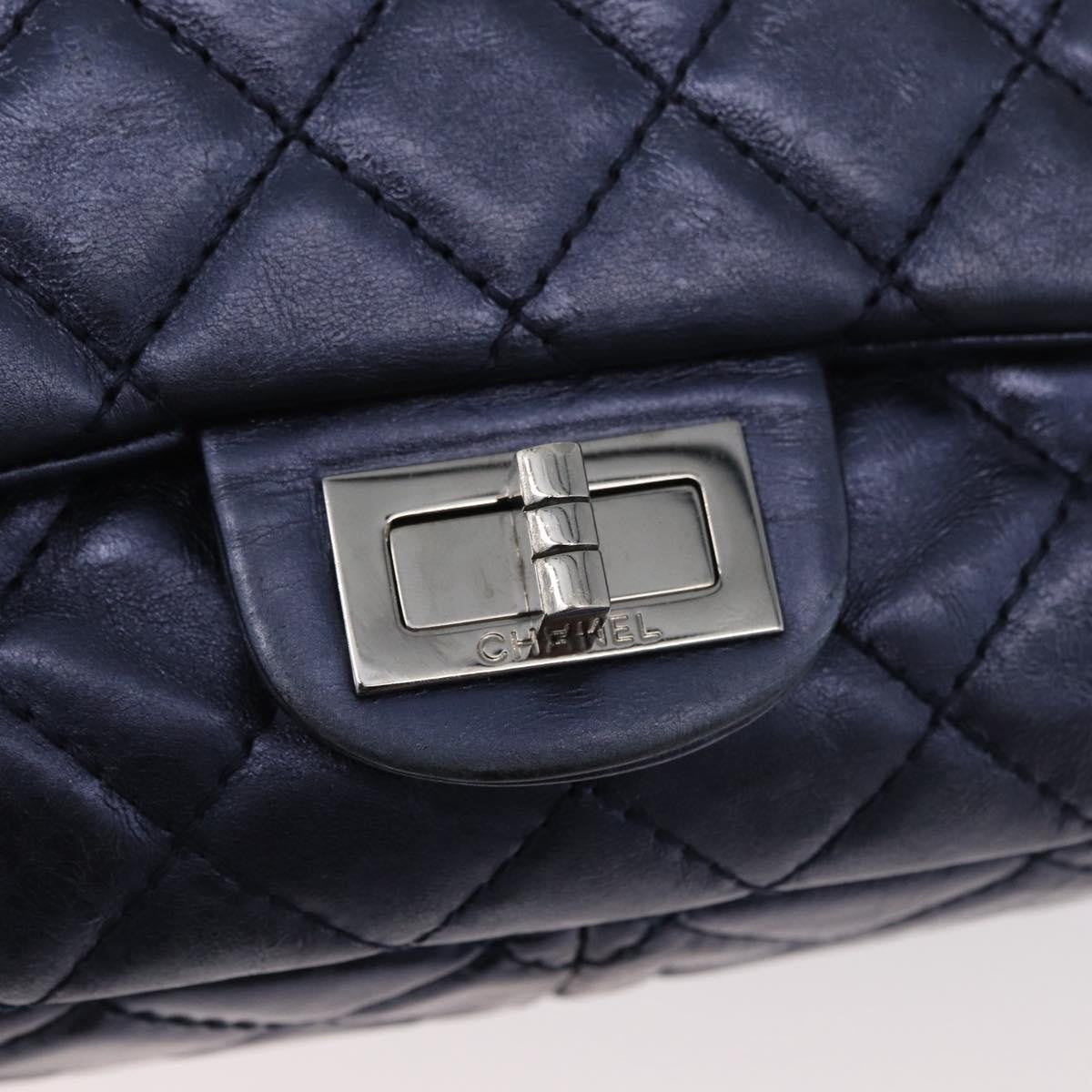 Chanel Accordion Reissue Flap Quilted Calfskin Blue Leather Shoulder Bag Bag (Pre-Owned)