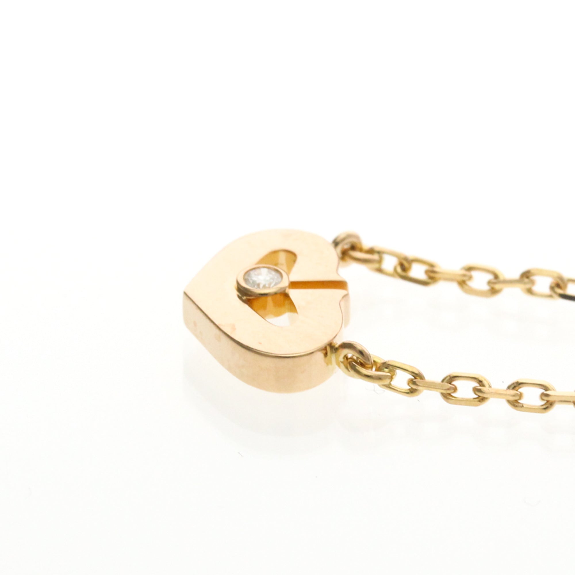 Cartier C Heart De Cartier Pendant 18K Rose Gold With Diamond Gold Pink_Gold Necklace Jewelry (Pre-Owned)