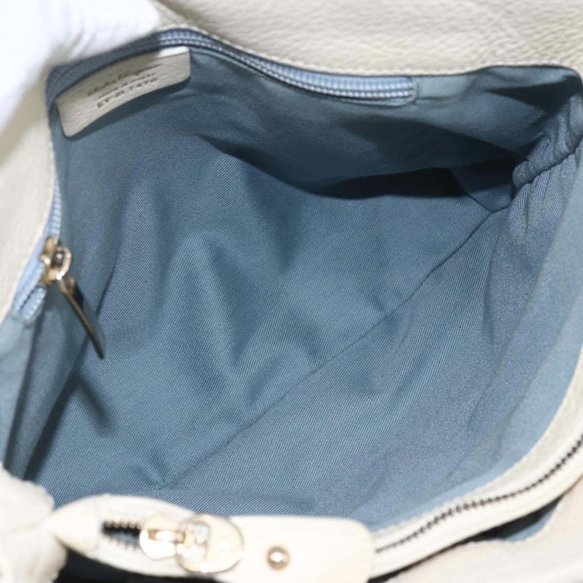 Salvatore Ferragamo Gancini Leather White Leather Handbag (Pre-Owned)