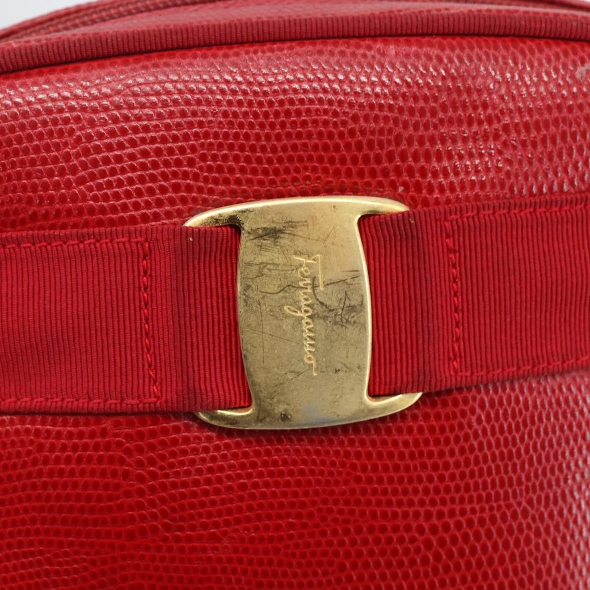 Salvatore Ferragamo Vara Bow Camera Leather Red Leather Shoulder Bag Bag (Pre-Owned)