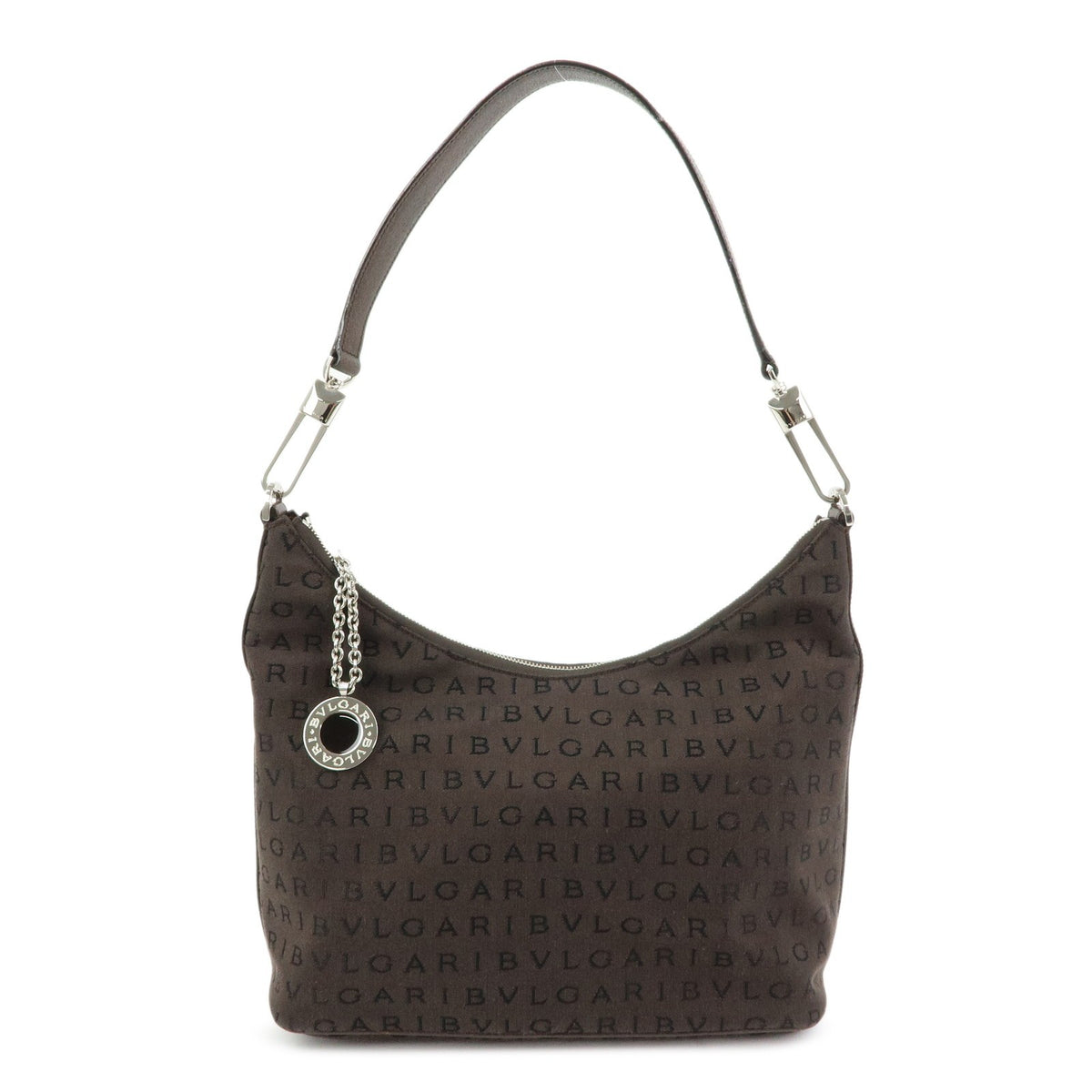 Bvlgari Logomania Suede Brown Canvas Handbag (Pre-Owned)