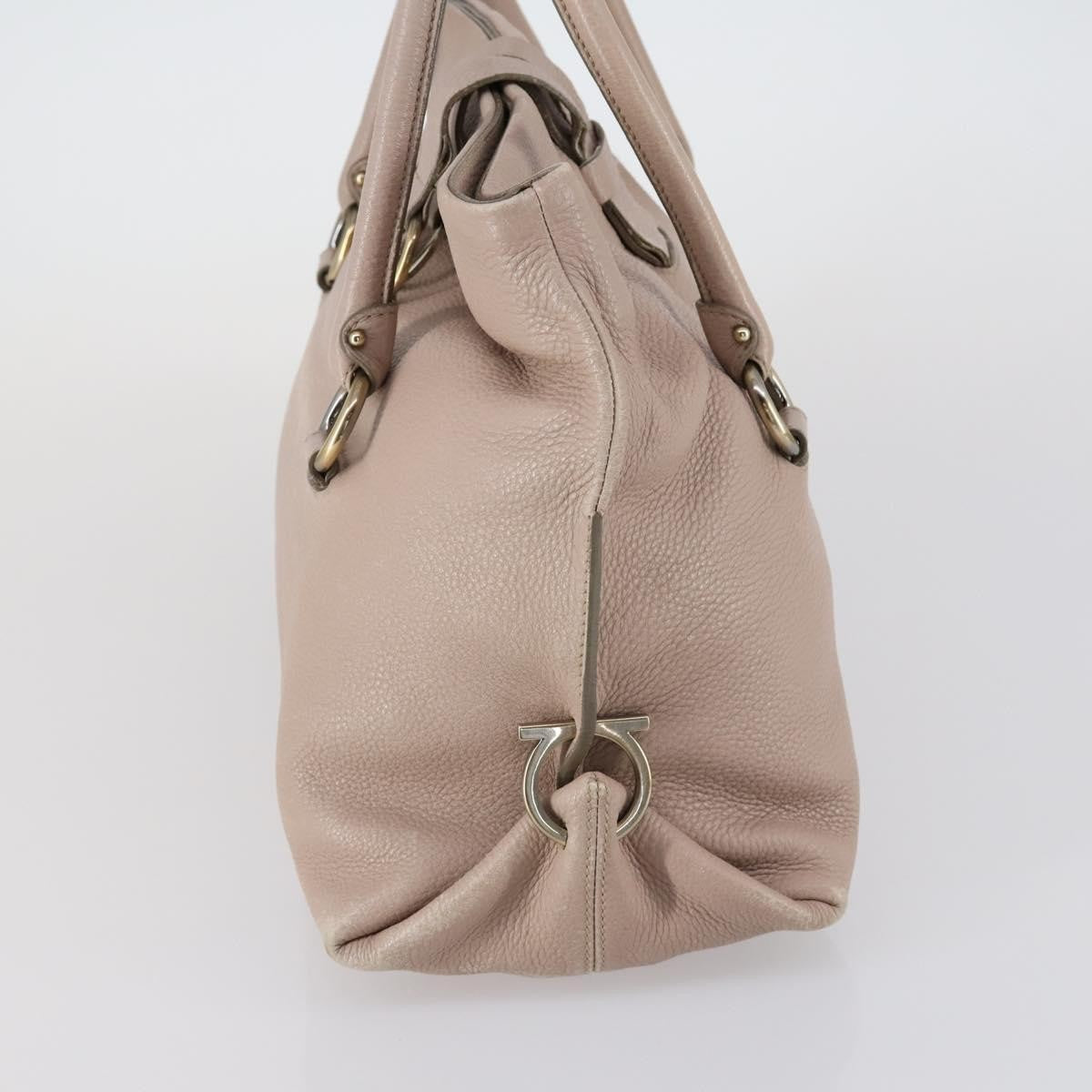 Salvatore Ferragamo Gancini Leather Beige Leather Shoulder Bag Bag (Pre-Owned)