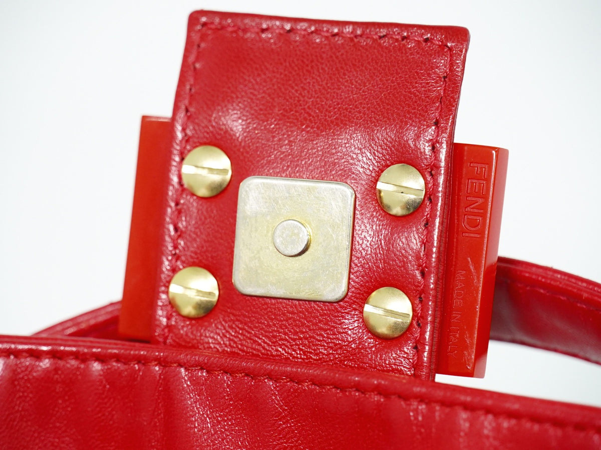 Fendi Mamma Baguette Leather Red Leather Handbag (Pre-Owned)