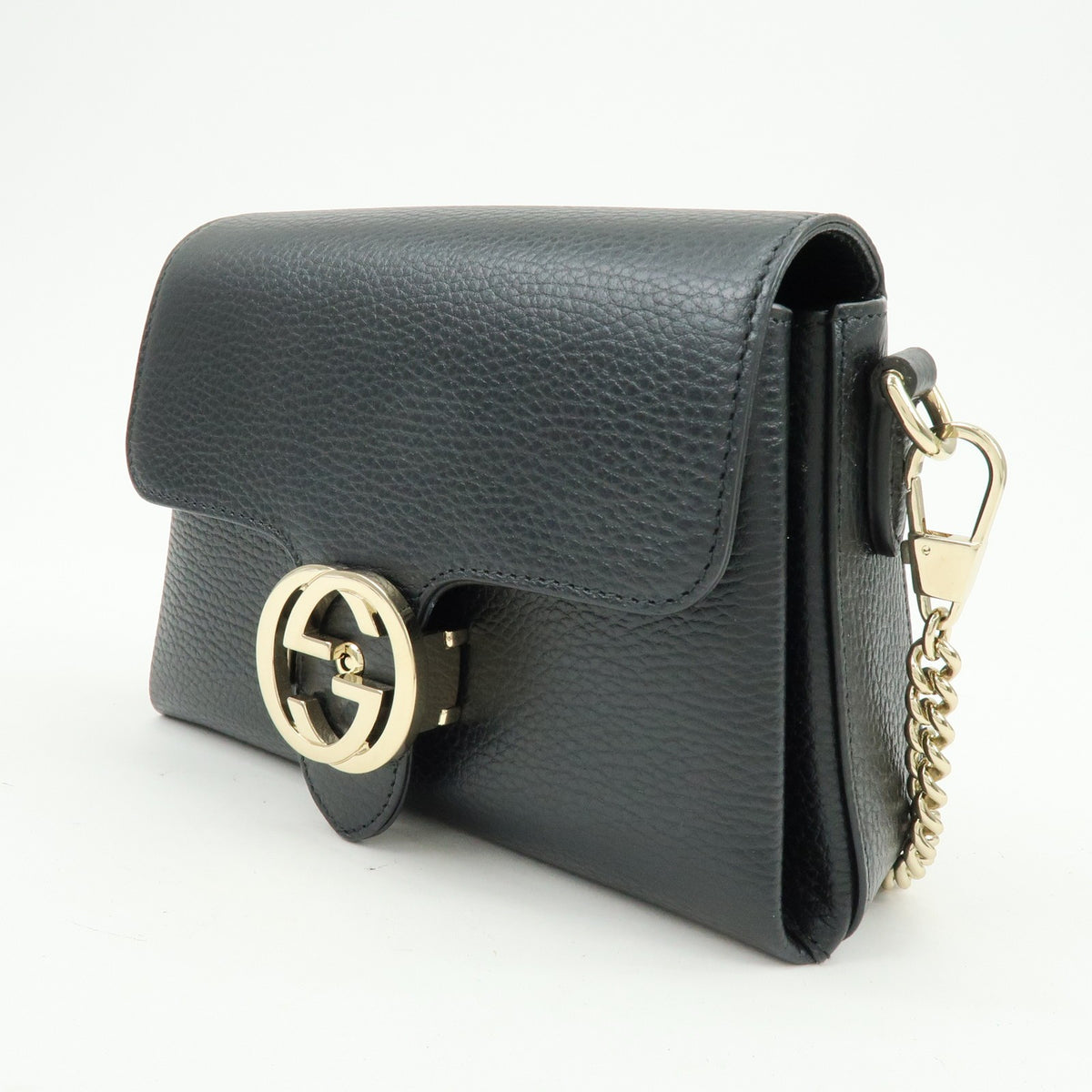 Gucci Interlocking Leather Black Leather Shoulder Bag Bag (Pre-Owned)