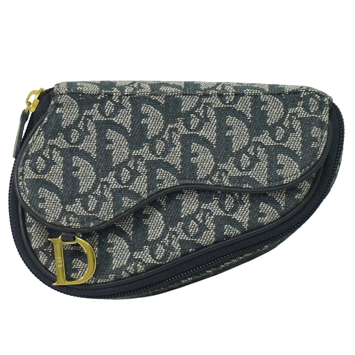 Christian Dior Saddle Zip Diorissimo Canvas Navy Canvas Clutche & Pouche Bag (Pre-Owned)
