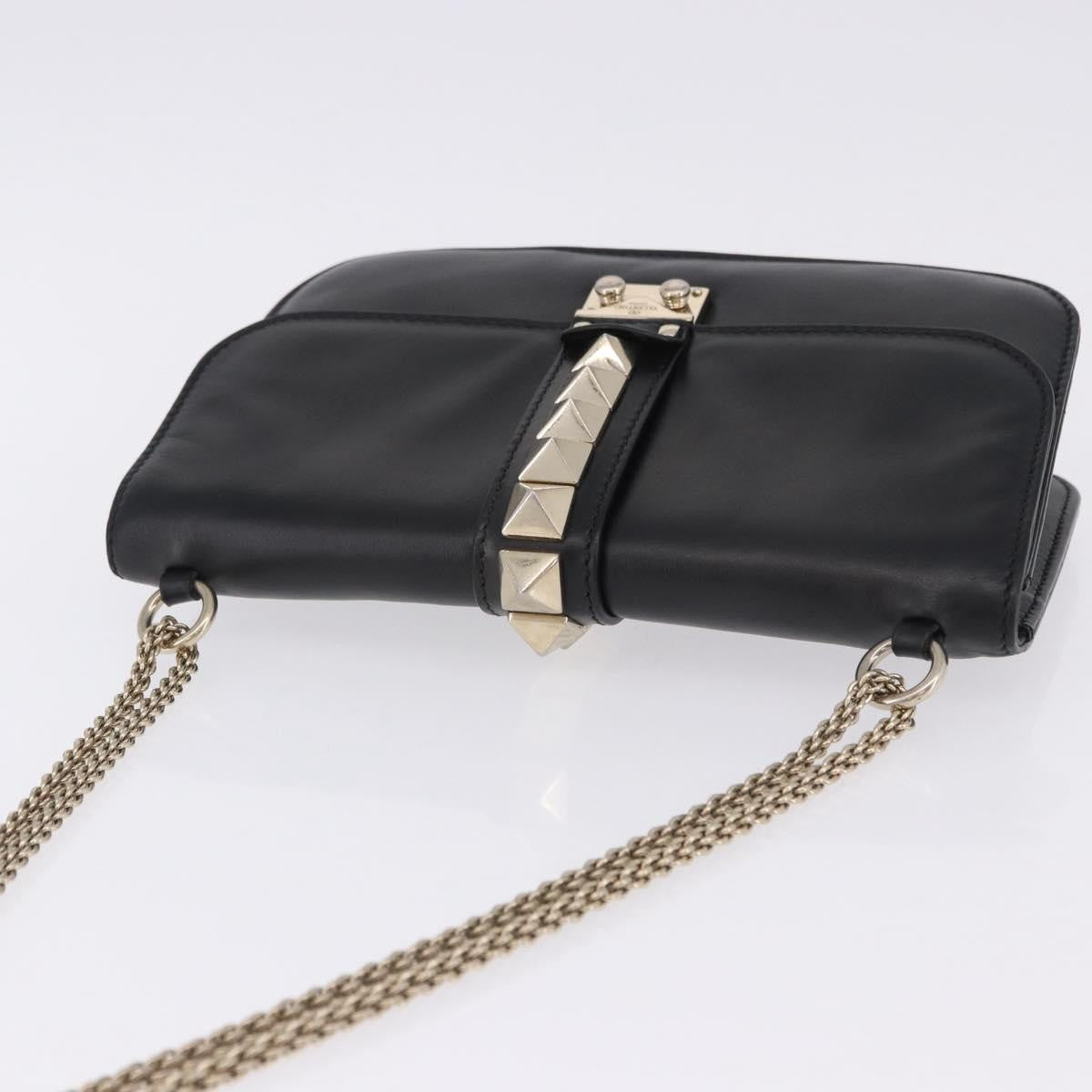 Valentino Garavani Glam Lock Leather Black Leather Shoulder Bag Bag (Pre-Owned)