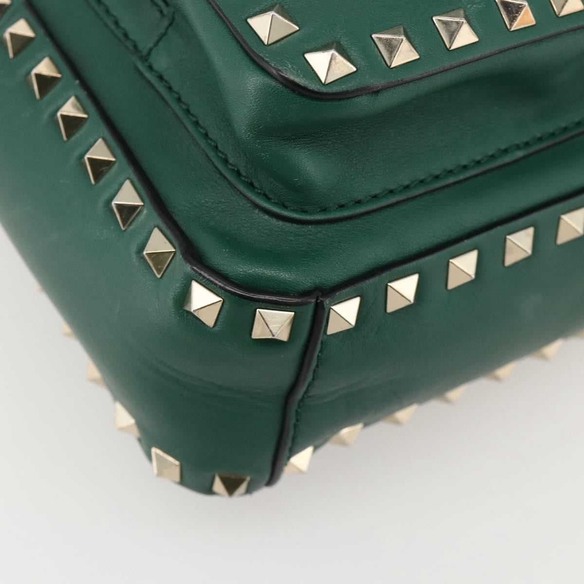 Valentino Garavani Rockstud Leather Green Leather Backpack Bag (Pre-Owned)