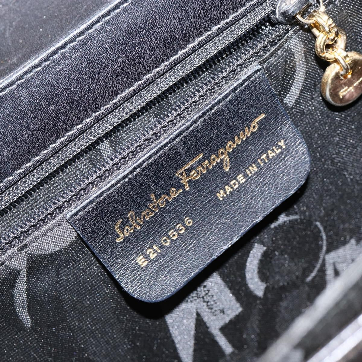 Salvatore Ferragamo Gancini Convertible Top Handle Leather Black Leather Handbag (Pre-Owned)