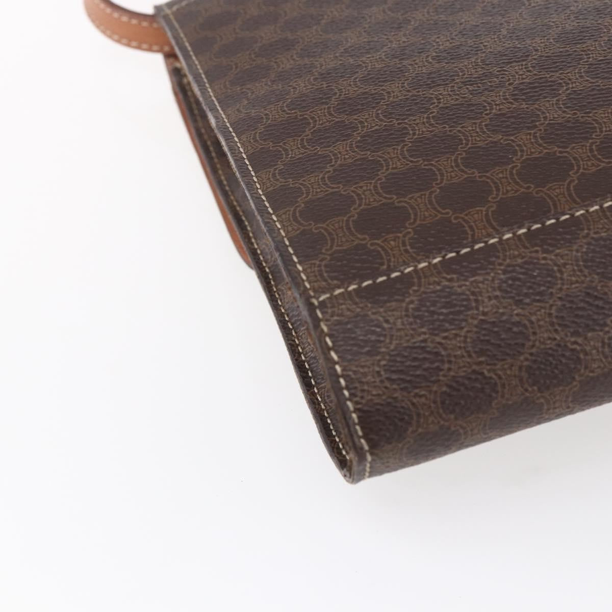 Celine Vintage Macadam Circle Logo Canvas And Leather Brown Canvas Shoulder Bag Bag (Pre-Owned)