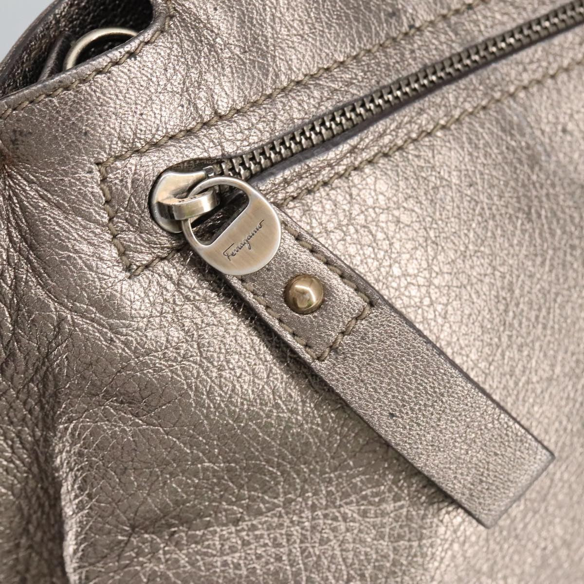 Salvatore Ferragamo Sofia Satchel Leather Silver Leather Handbag (Pre-Owned)