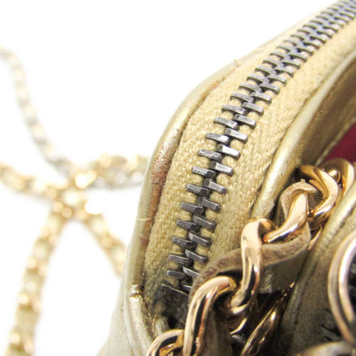 Chanel Gabrielle Double Zip Clutch With Chain Quilted Aged Calfskin Gold Leather Shoulder Bag Bag (Pre-Owned)