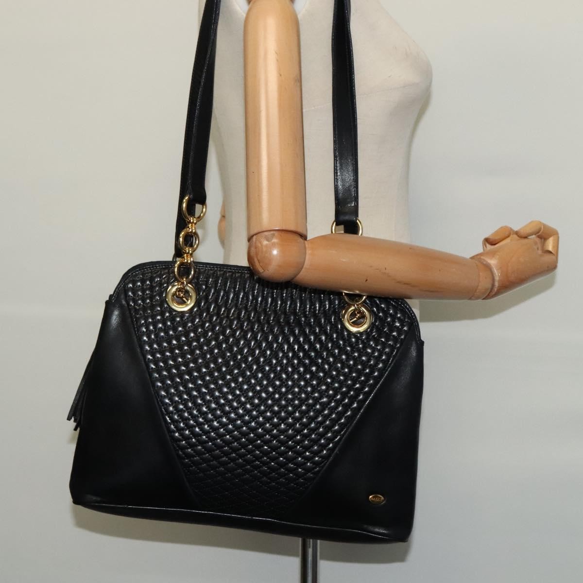 Bally Vintage Quilted Leather Black Leather Shoulder Bag Bag (Pre-Owned)